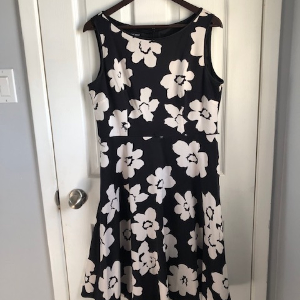 Nine West Black Dress with White Flowers